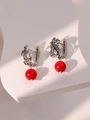 Серьги из серебра с кораллом 22-495